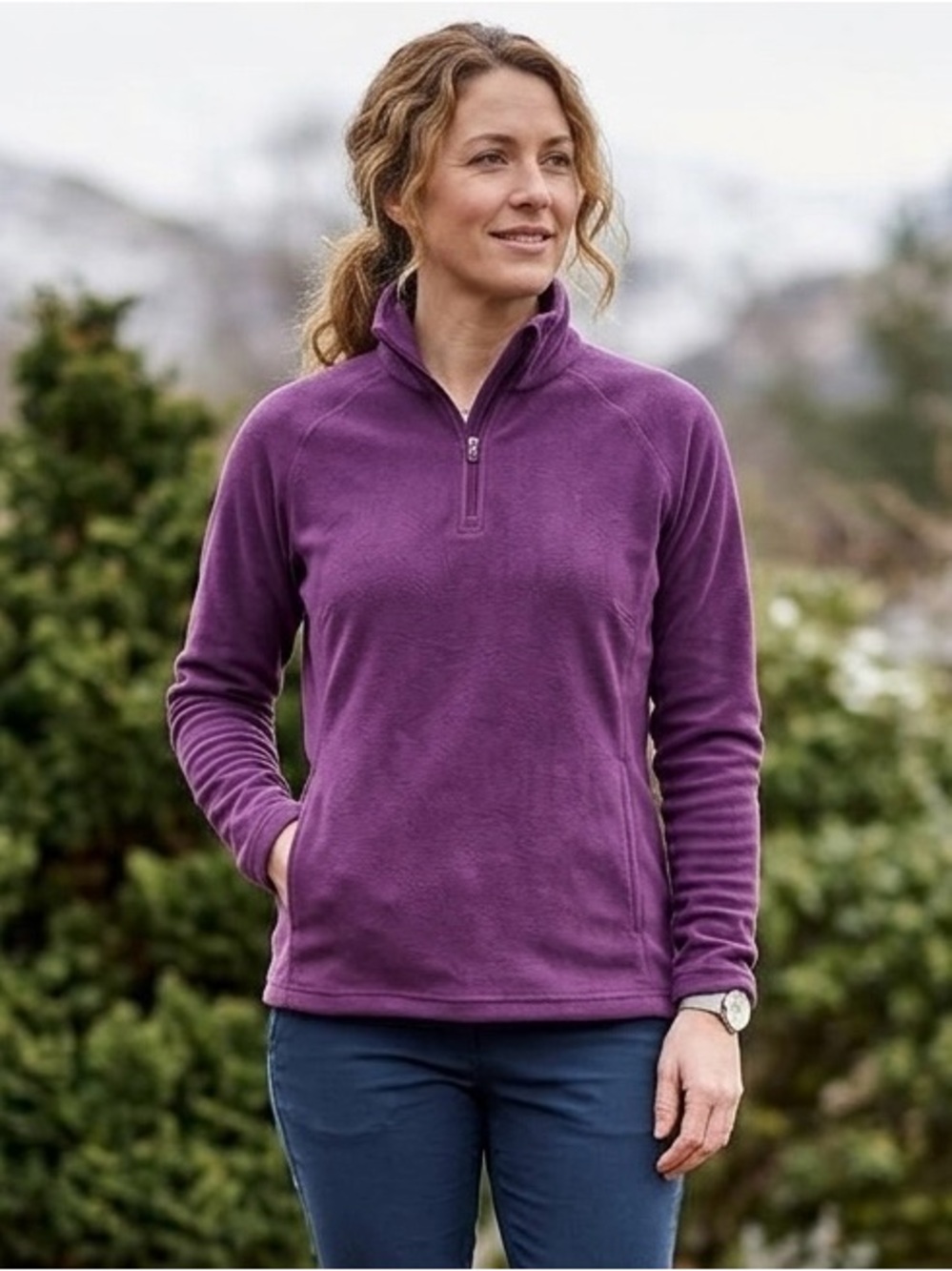 Women’s Columbia Fleece 1/4 Zip Fitted Style Jacket Cozy Warm Hiking Outdoor